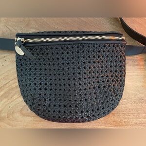 Clare V Black Rattan Fanny Pack